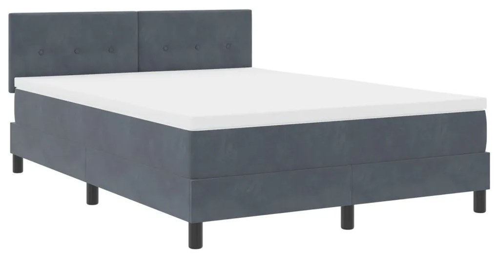 Boxspring Ágy Matraccal Sötétszürke 140x190 cm Bársonyos