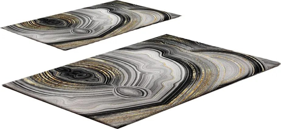 Szürke-aranyszínű fürdőszobai kilépő szett 2 db-os 60x100 cm CT – Foutastic