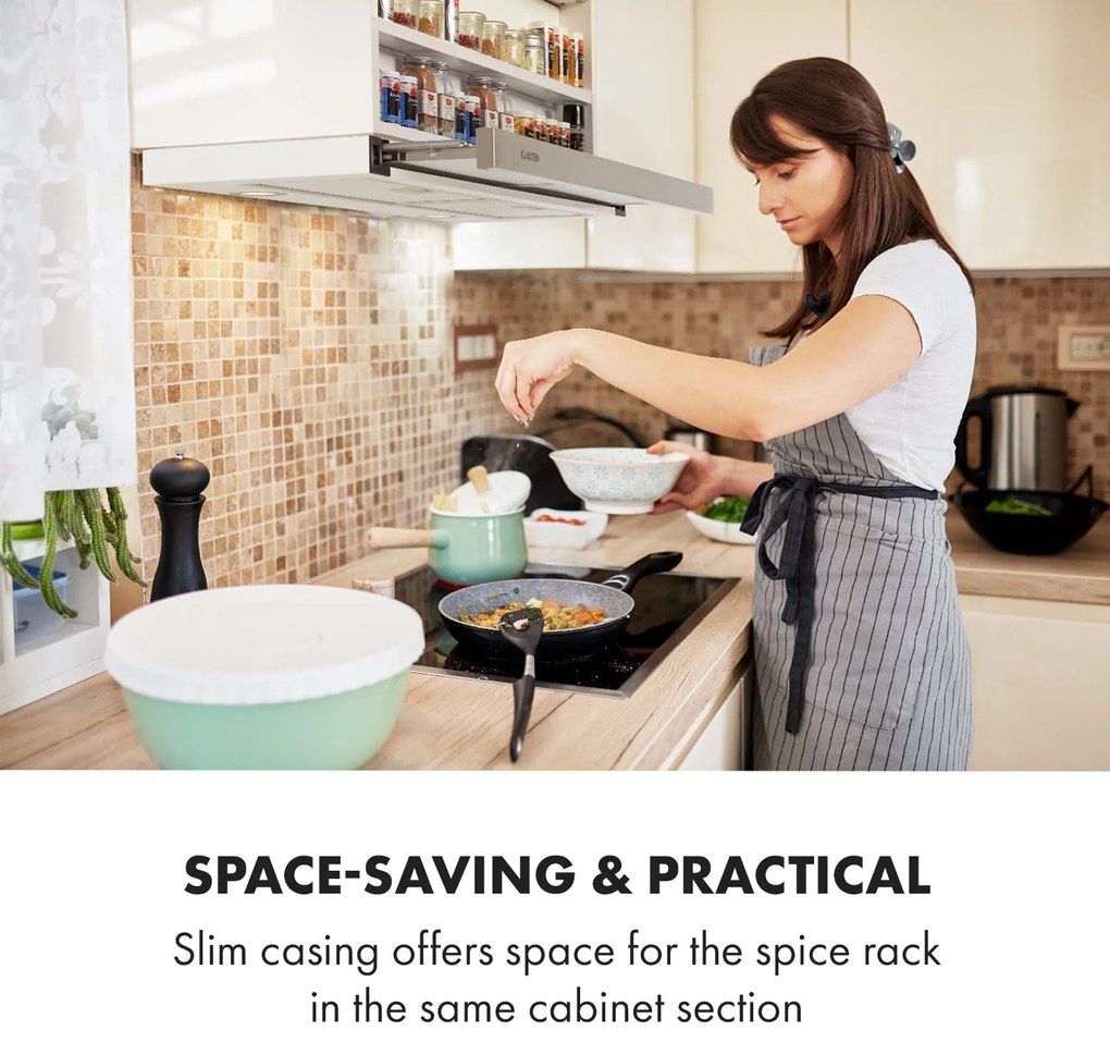 Klarstein Mariana 90, kihúzható páraelszívó, 90 cm, 500 m³/ó, elszívás, LED, fehér