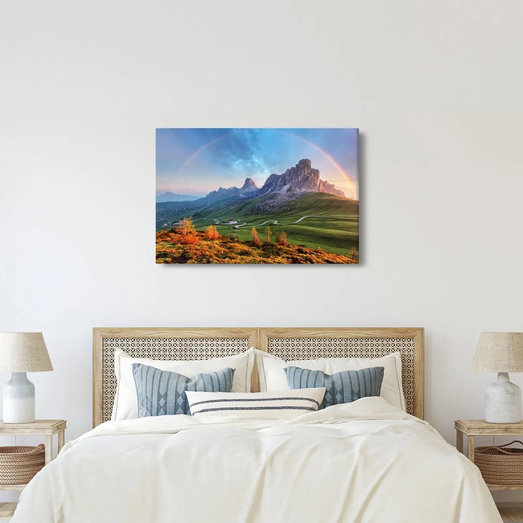 Szivárvány képe a sziklák felett (90x60 cm)