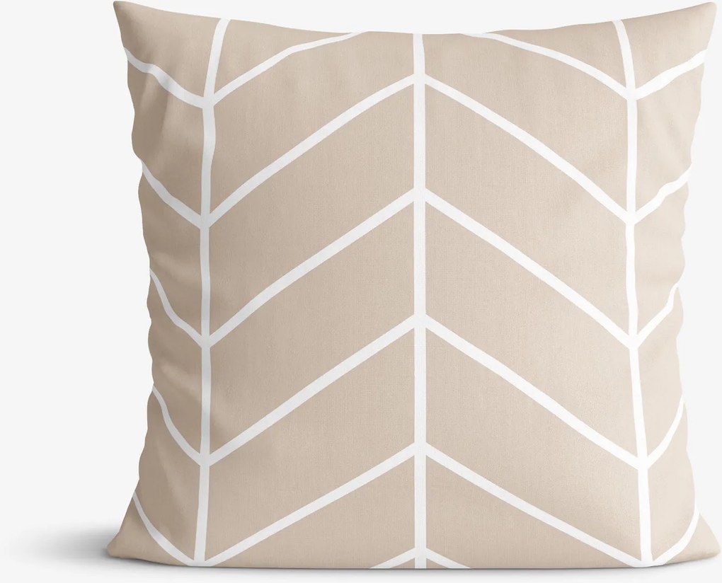 Goldea pamut párnahuzat - fehér cikkcakk bézsen 50 x 50 cm