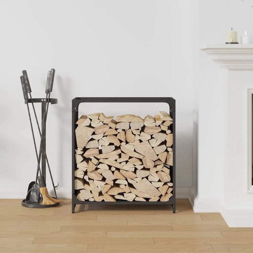 fekete hidegen hengerelt acél tűzifatároló 60x28x65 cm