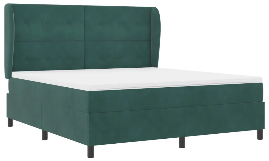 Boxspring Ágy Matraccal Sötétzöld 180x200 cm Bársonyos