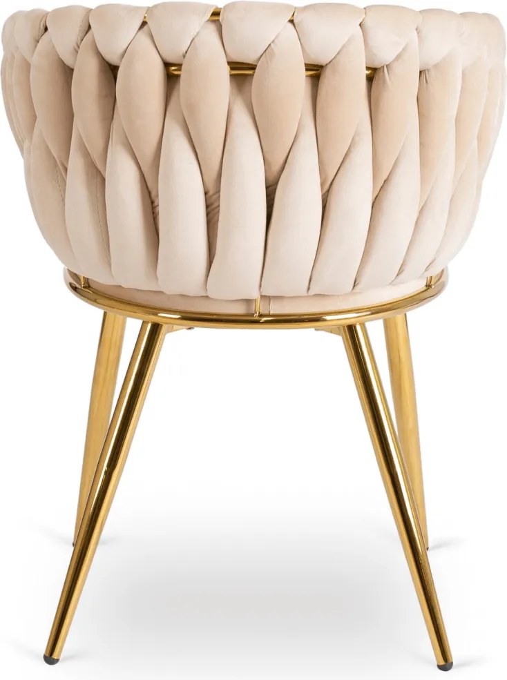 Krzesło CAPI Kremowe Plecione Welurowe