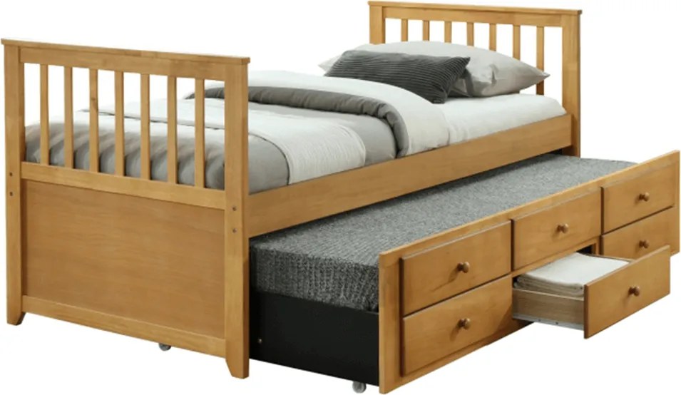 Ágy pótággyal, 90x200, tölgy, AUSTIN NEW