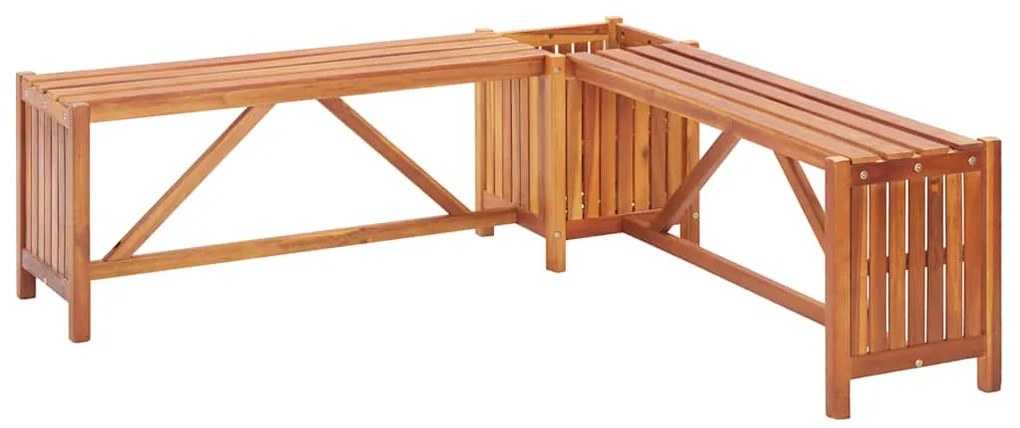 vidaXL tömör akácfa kerti sarokpad virágtartóval 117 x 117 x 40 cm