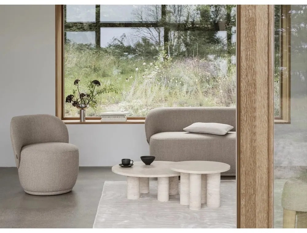 Bézs kő kerek dohányzóasztal ø 75 cm Volos – Blomus