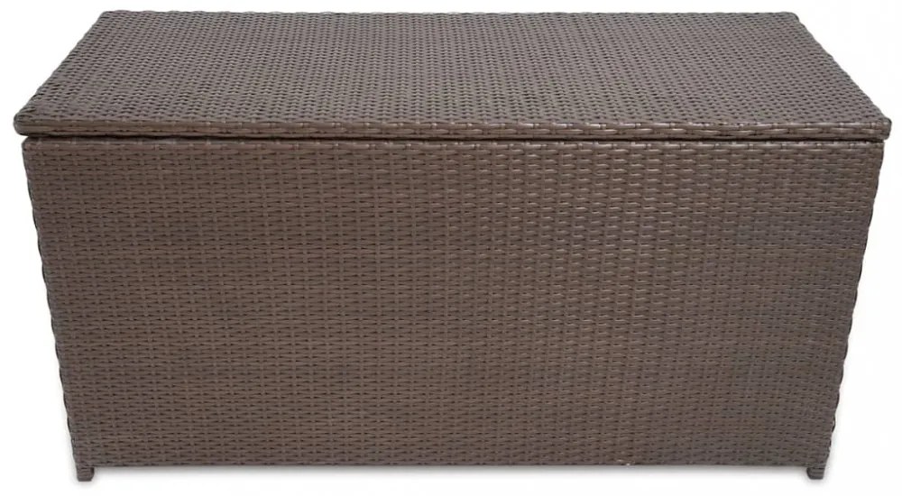barna polyrattan kerti tárolóláda 120 x 50 x 60 cm