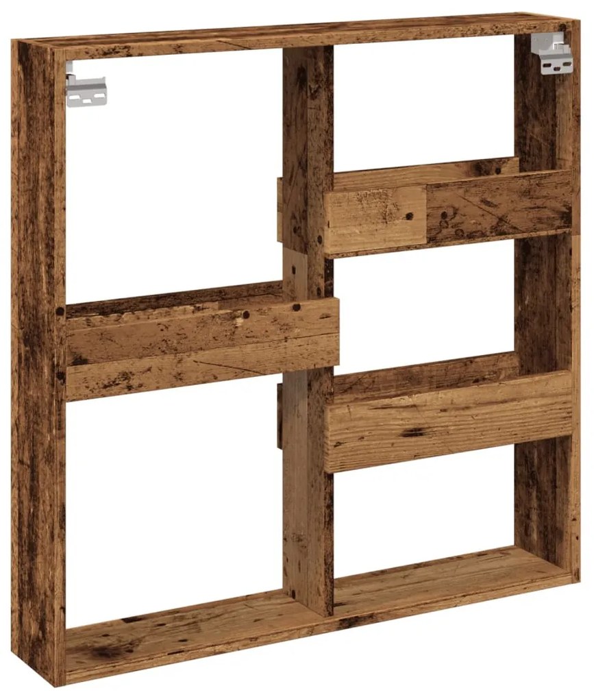 antik fa színű szerelt fa faliszekrény 80 x 15 x 80 cm