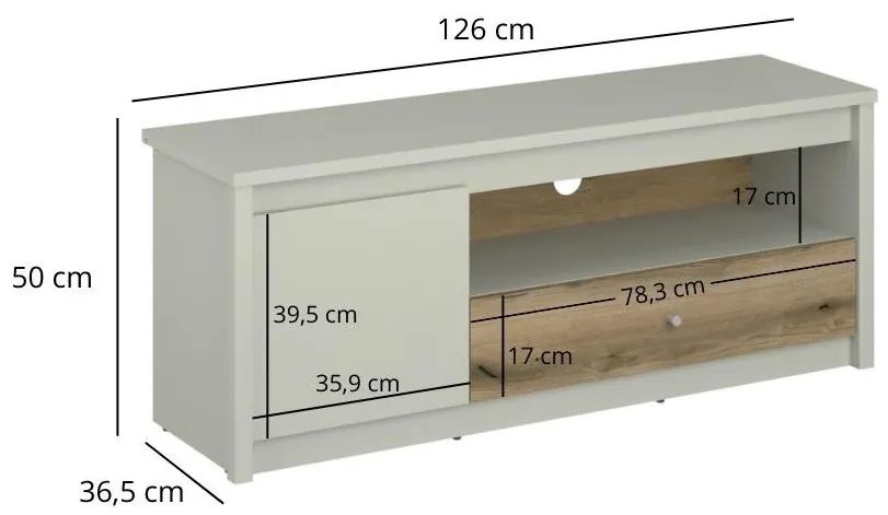 TV szekrény Kodro 1 (kasmír + evoke tölgy) . 1116946