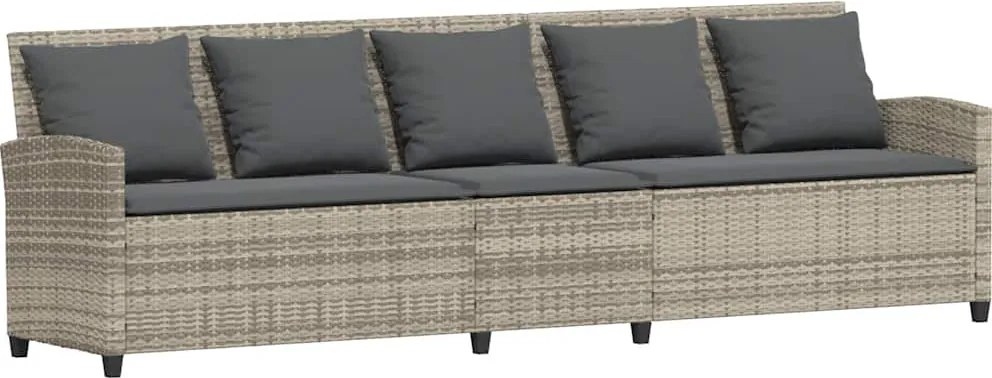 vidaXL 5 személyes világosszürke polyrattan kerti kanapé párnával