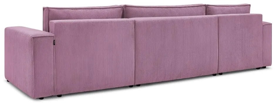 Rózsaszín kordbársony kinyitható sarokkanapé ("U" alakú) Nihad – Bobochic Paris