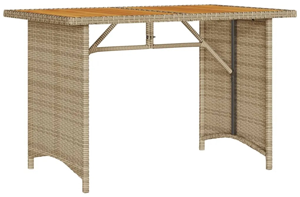 bézs polyrattan falapos kerti asztal 110x68x70 cm