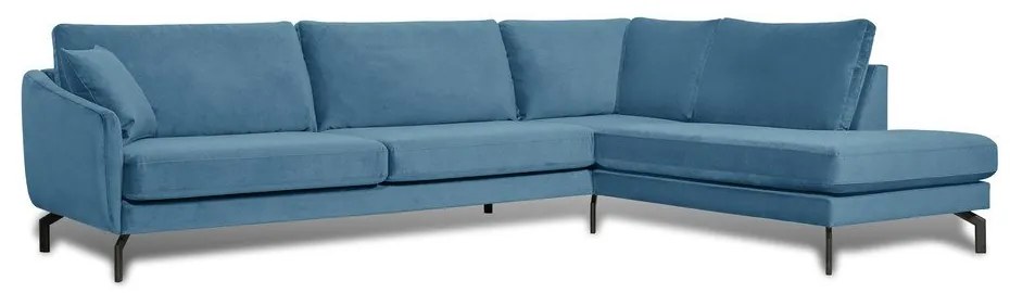 Magic kék bársony sarokkkanapé, jobb oldali - Scandic