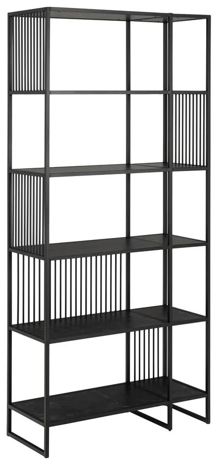 Fekete könyvespolc kő dekorral 85x185 cm Strington – Actona