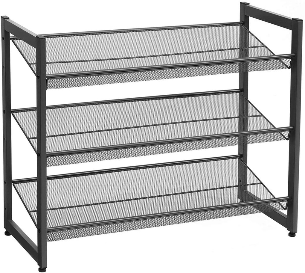 IDA halmozható cipőállvány, 3 polc, 74x31x63cm, fekete SongmicsHome