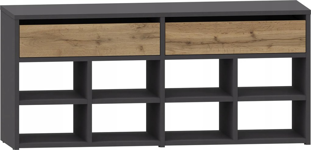 Cipősszekrény Zappa grafit-wotan antracit 2 fiókos nyitott polcos