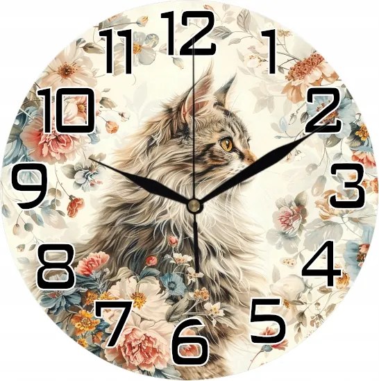 Falióra Bolyhos Macska Virágokkal Ideális Cica Ajándék