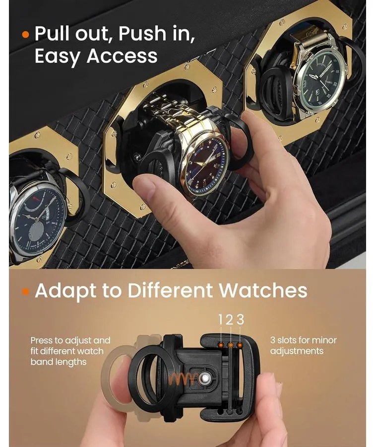 Óradoboz, függőleges óravitrin üvegablakkal, állítható óratartók, fekete