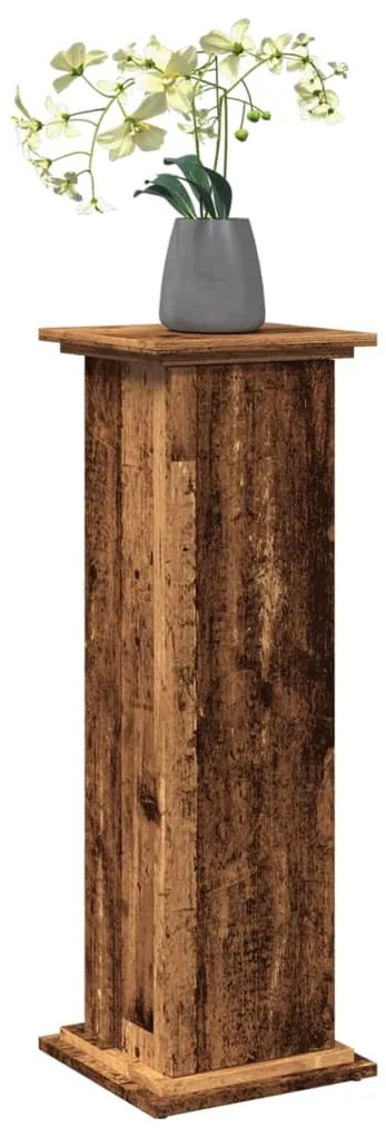 antik fa színű szerelt fa bemutatóállvány tárolóval 31x30x90 cm
