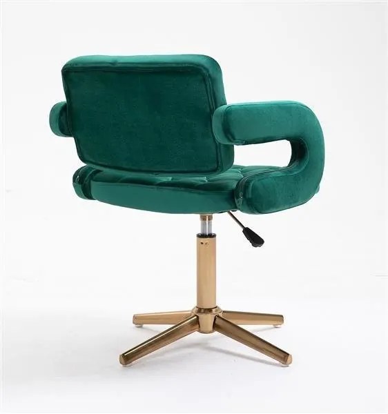 HR8403CROSS Sötétzöld modern velúr szék arany lábbal