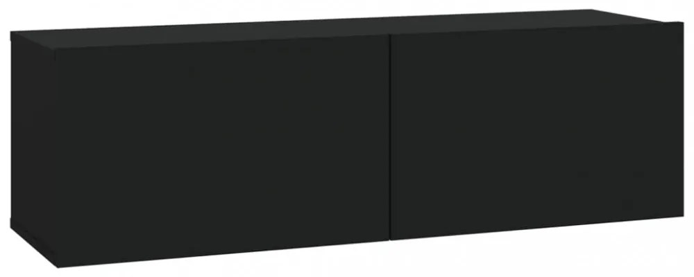 4 db fekete fali TV-szekrény 100 x 30 x 30 cm