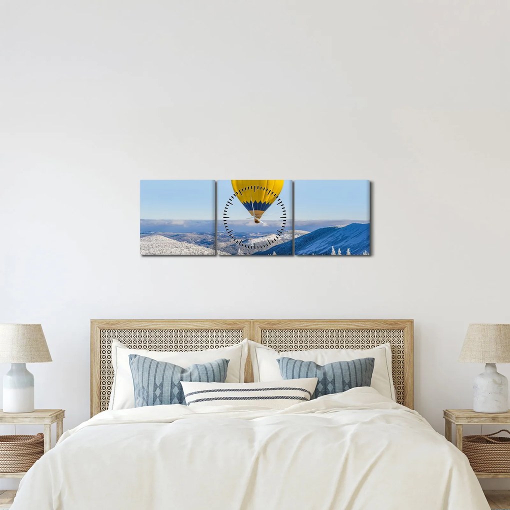 Kép - repülés a téli táj felett (órával) (90x30 cm)