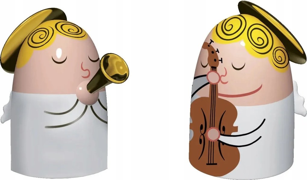Alessi Angels Band Karácsonyi figurák 2 Angyalka trombitával és hegedűvel