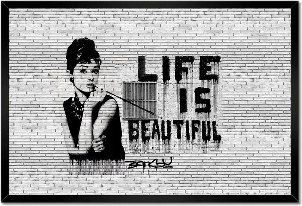 Poszterek keretben 60x40 Banksy Life is beautiful