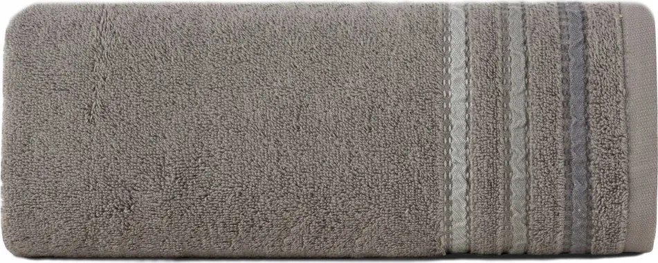 Kéztörlő kicsi 30X50 grafit, dekoratív csíkokkal pamut