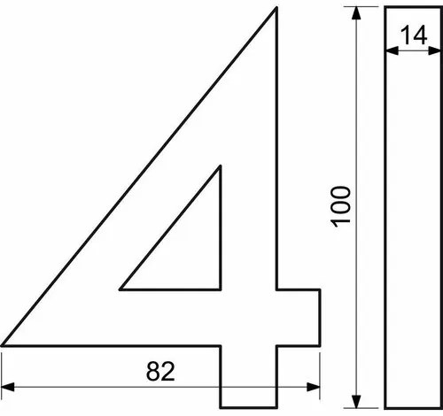Alumínium "2" házszám, 3D, köszörült felület