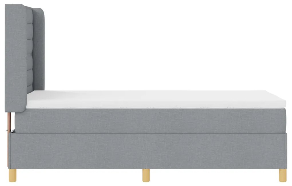 Boxspring Ágy Mattal Világosszürke 90x190 cm Textil