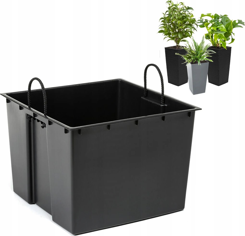 Cserélhető betét fogantyúkkal fekete 38,5 x 28 cm 38L lamella kaspókhoz