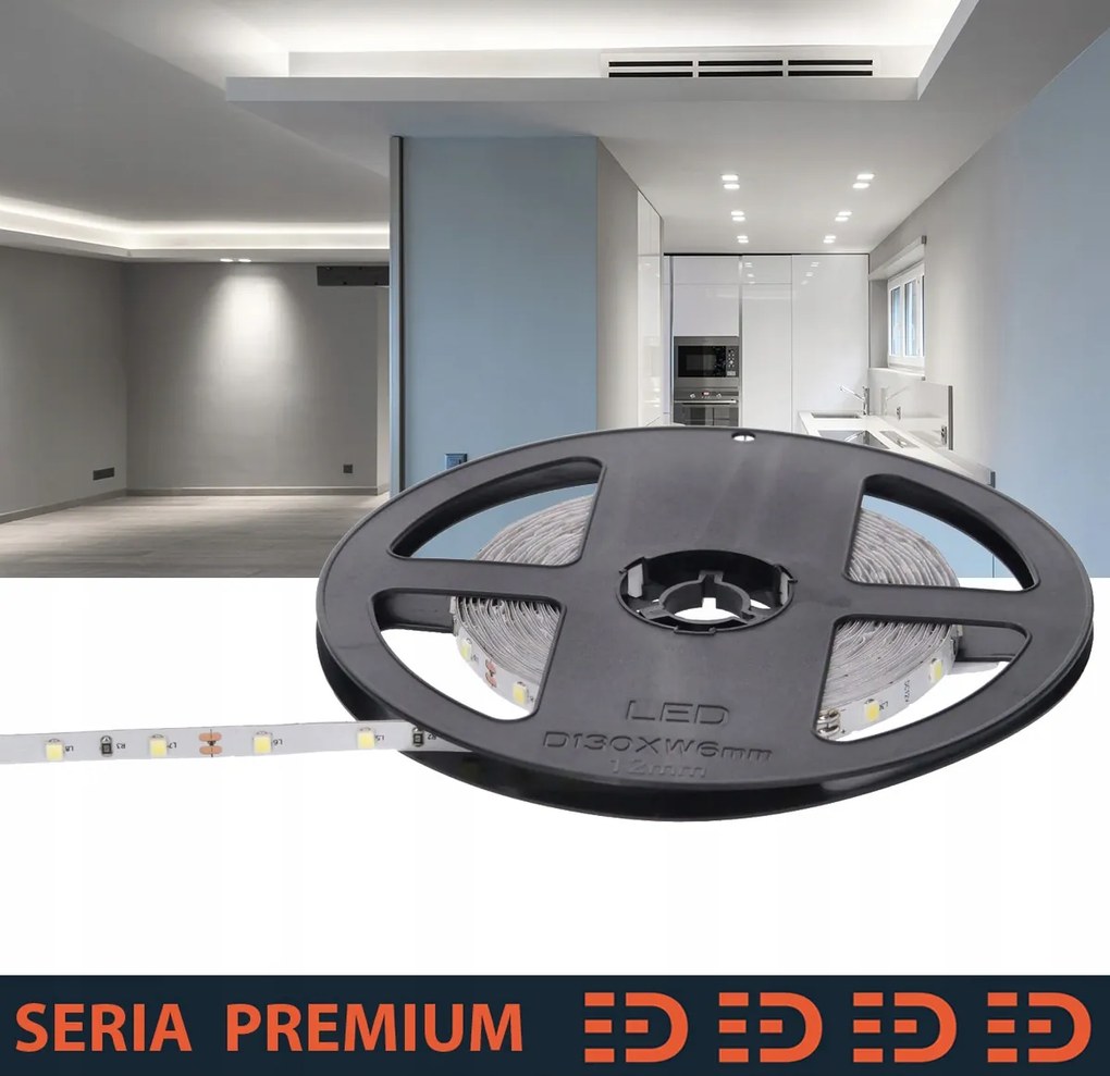 Led szalag Slim 6mm Hideg fehér 12V 60 LED/m 5m 5 év garancia