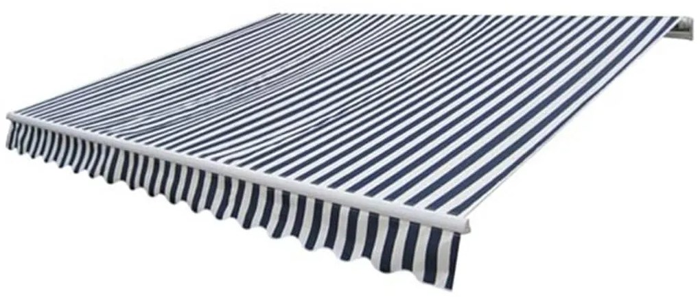 Feltekerhető motoros napellenző, kék-fehér, 400 cm