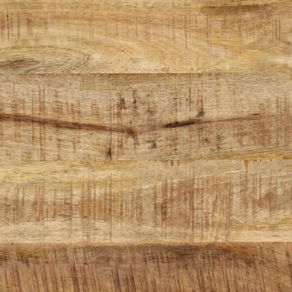 tömör nyers mangófa és vas étkezőasztal 110 x 55 x 75 cm