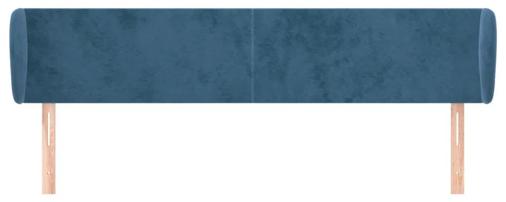 sötétkék bársony fejtámla 183x23x78/88 cm