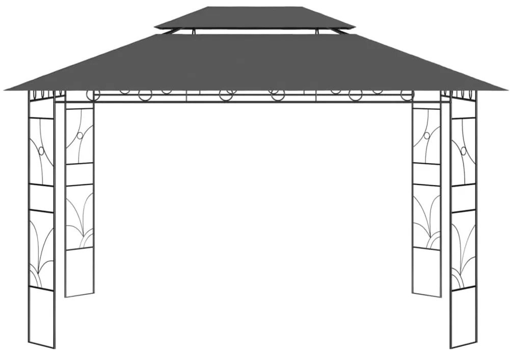 Antracitszürke pavilon 4 x 3 x 2,7 m 160 g/m²