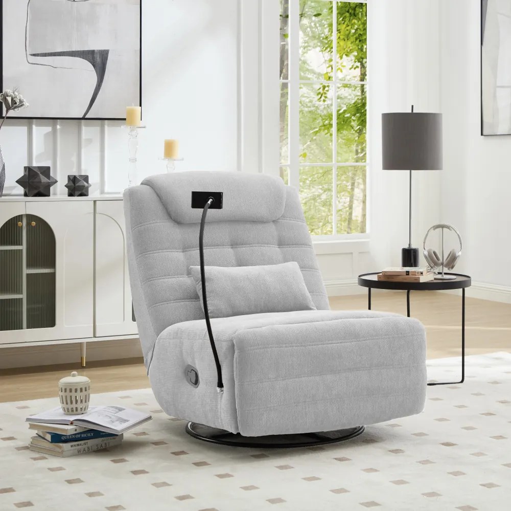 Luxus forgó fotel, hintafotel, világosszürke, UMBRO