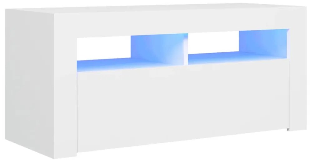 fehér TV-szekrény LED-lámpákkal 90 x 35 x 40 cm