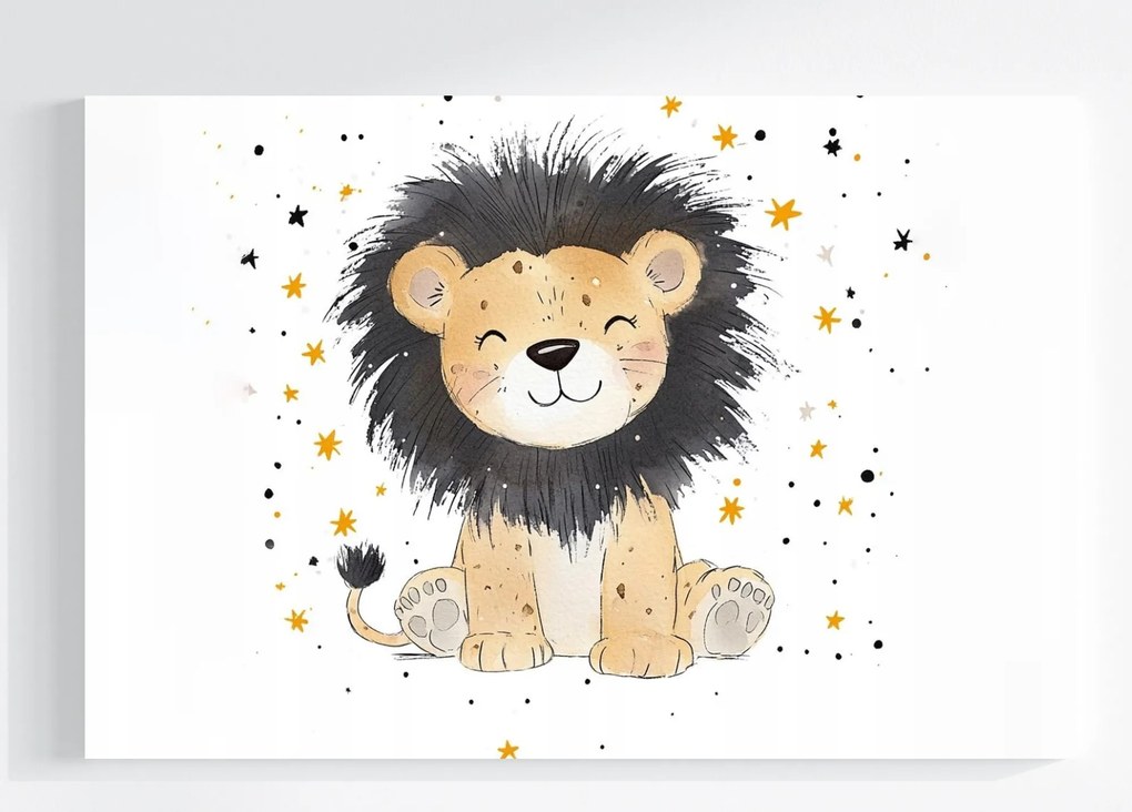 Vászonkép Canvas Rajz Állat Oroszlán Csillag Mosoly 60x40