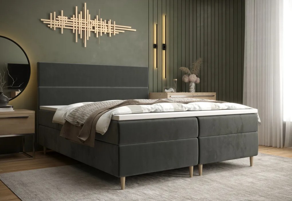 FLORE kárpitozott ágy + topper, 140x200, itaka 27