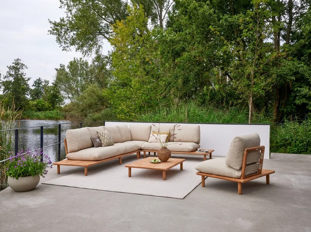 Sling dohányzóasztal 120x84 cm teakfa lappal