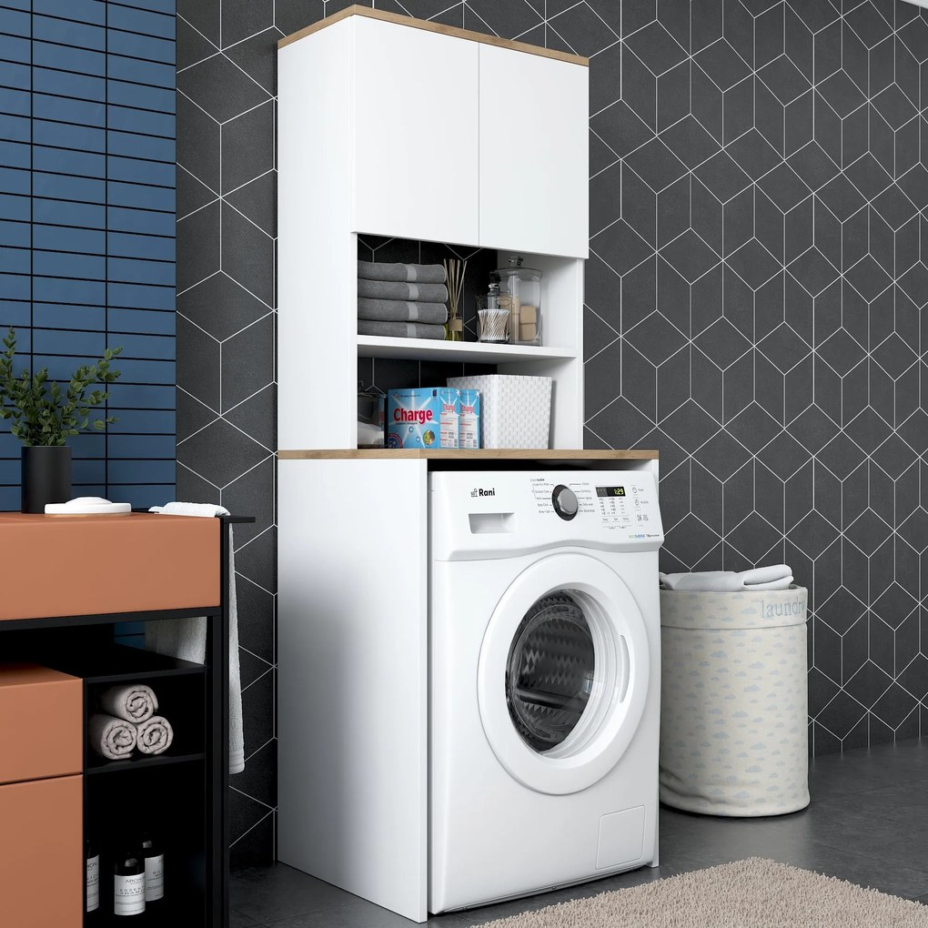 Fürdőszoba szekrény Karoline 101 (fehér + dió). Akció -27%. 1073336