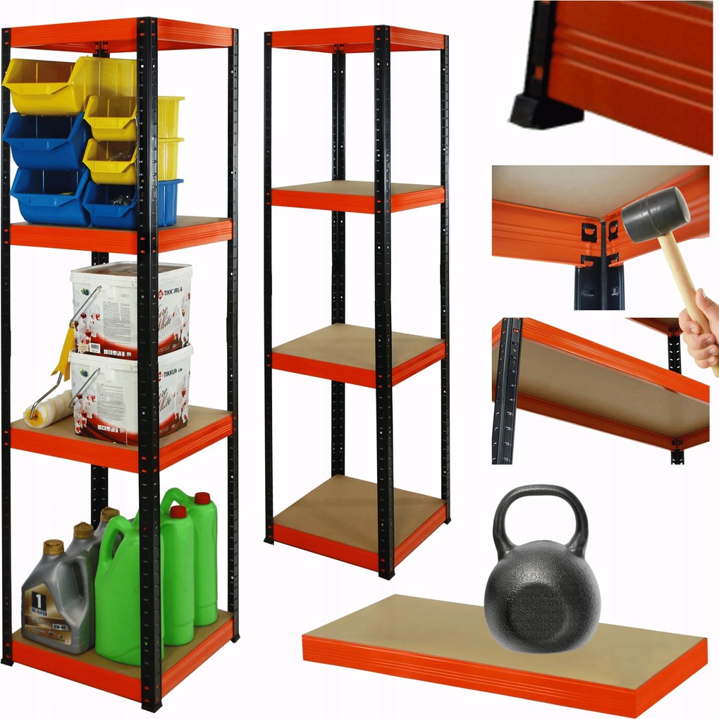 Helios fém tároló állvány garázs állvány 180x35x35cm 4Px175kg Pl