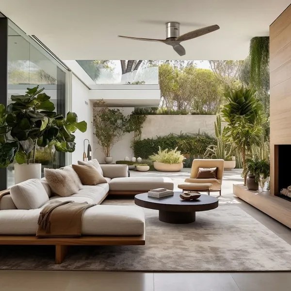 ZEVENTI - SPELLO mennyezeti ventilátor, Wi-Fi Tuya, króm/tölgy + távirányító