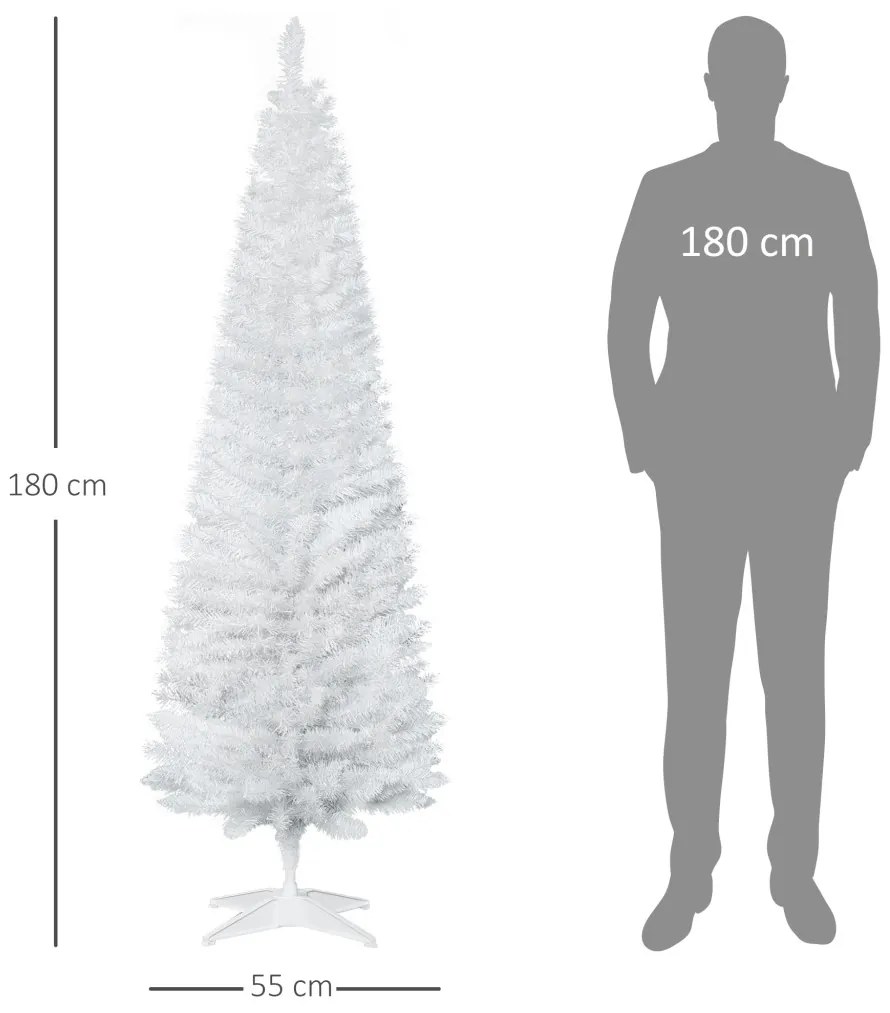 Műkarácsonyfa 180 cm műanyag állvánnyal, 390 ággal Fehér Ø55 cm