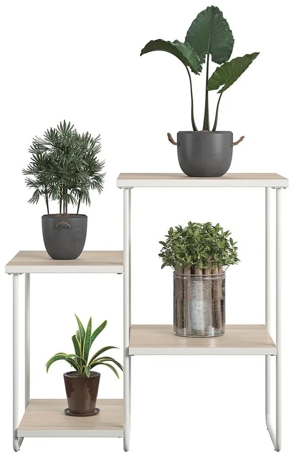 Fehér-natúr színű konzolasztal kőrisfa dekoros asztallappal 35x67 cm Dante – Støraa