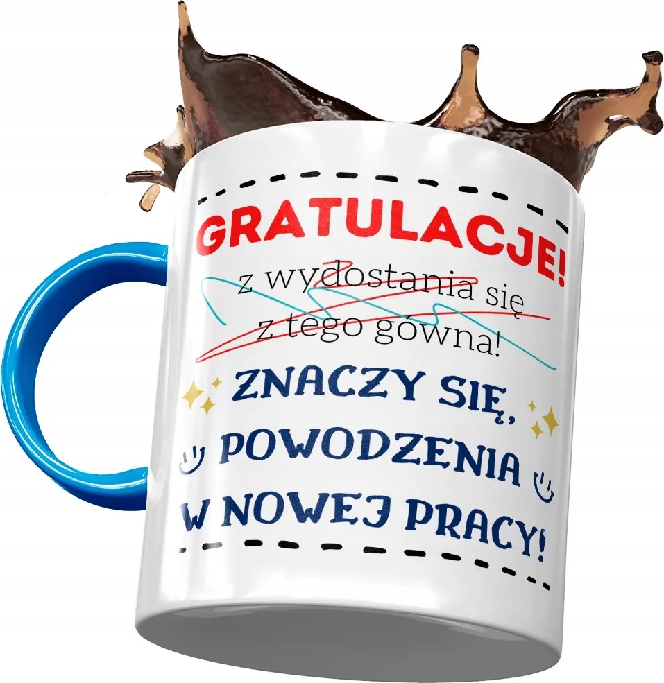 Kék Bögre Búcsú a Munkától Ajándék Nyomtatott Fotóval