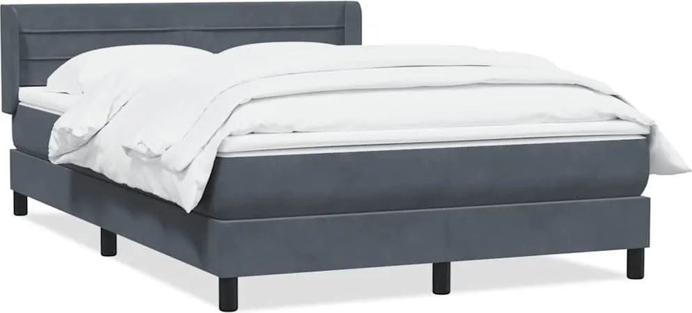 vidaXL sötétszürke bársony rugós ágy matraccal 140x220 cm
